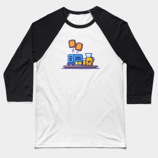 Orange Juice with Toast Bread Cartoon Vector Icon Illustration Baseball T-Shirt